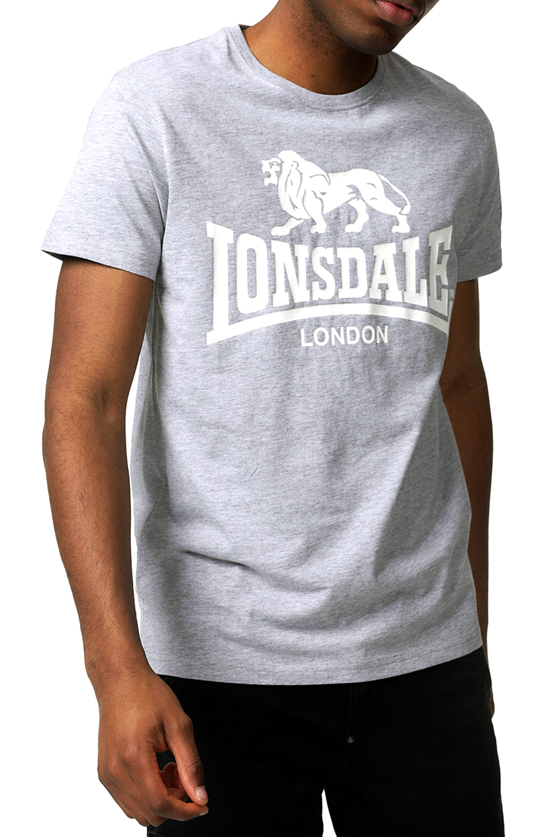 LONSDALE LONDON LION T-Shirt (grau melange/weiss - marl grey/white)