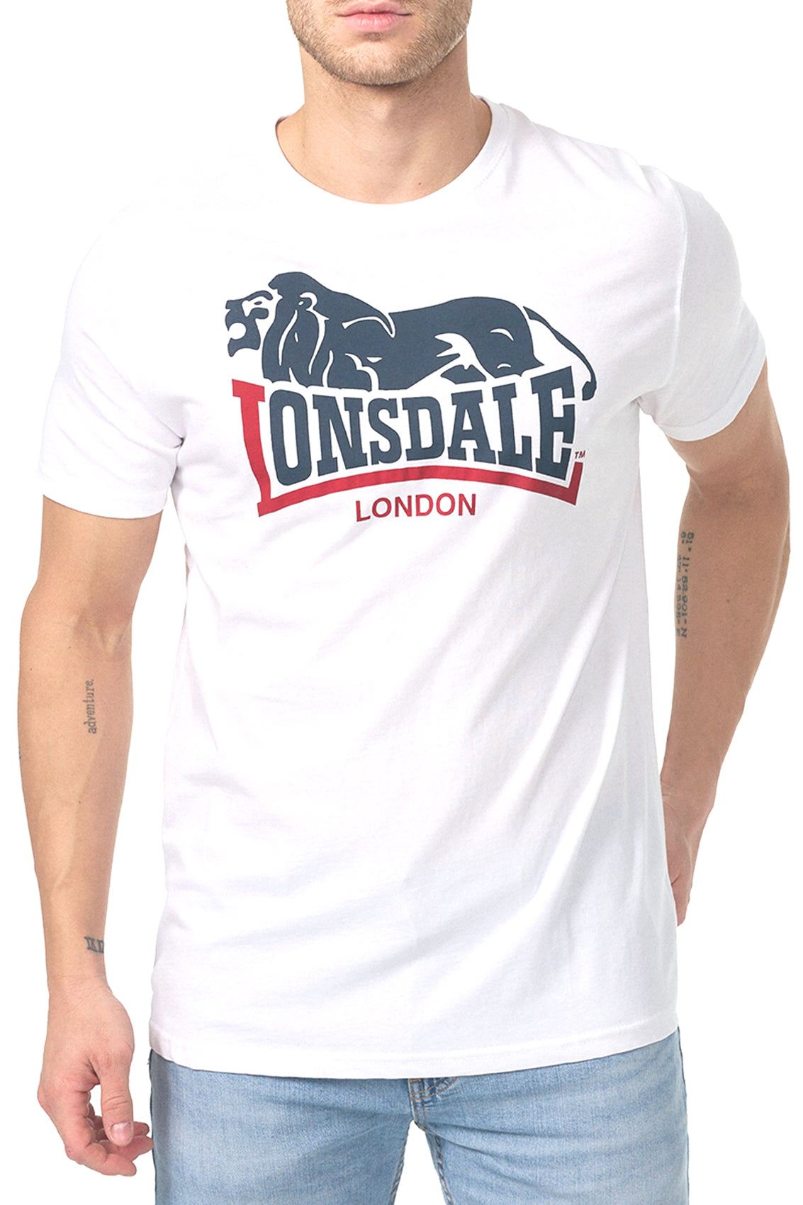 LONSDALE LONDON T-Shirt mit zweifarbigen Löwen Druck (white - weiss)