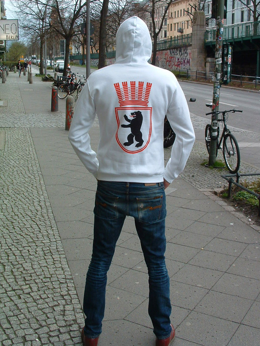 Kapuzen-Sweatshirt OST-BERLIN manufactured by HOOLYWOOD Siebdruck Made in Germany (weiss - white)