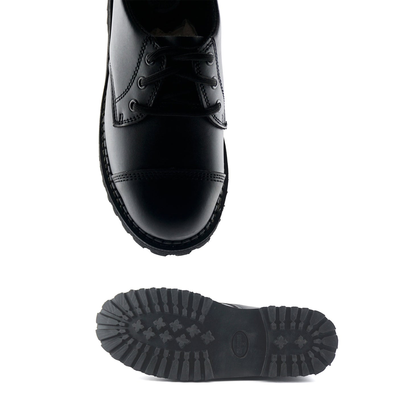 GRINDERS co.uk 3 Loch Shoes REGENT CS with Steelcap and Commando Soles (schwarz - black)