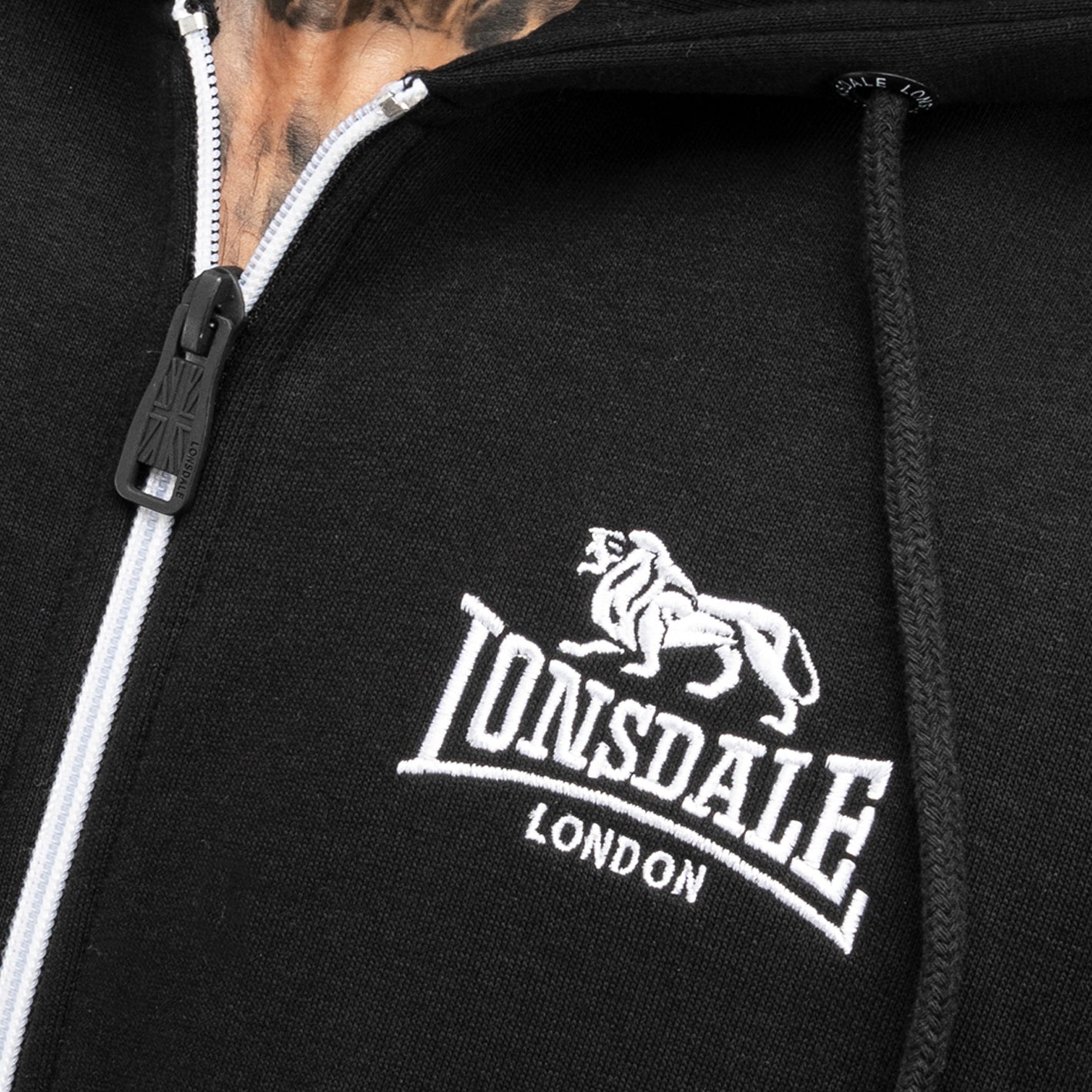 LONSDALE LONDON Trainingsanzug mit Kapuzejacke hooded tracksuit (rottingean schwarz - black)
