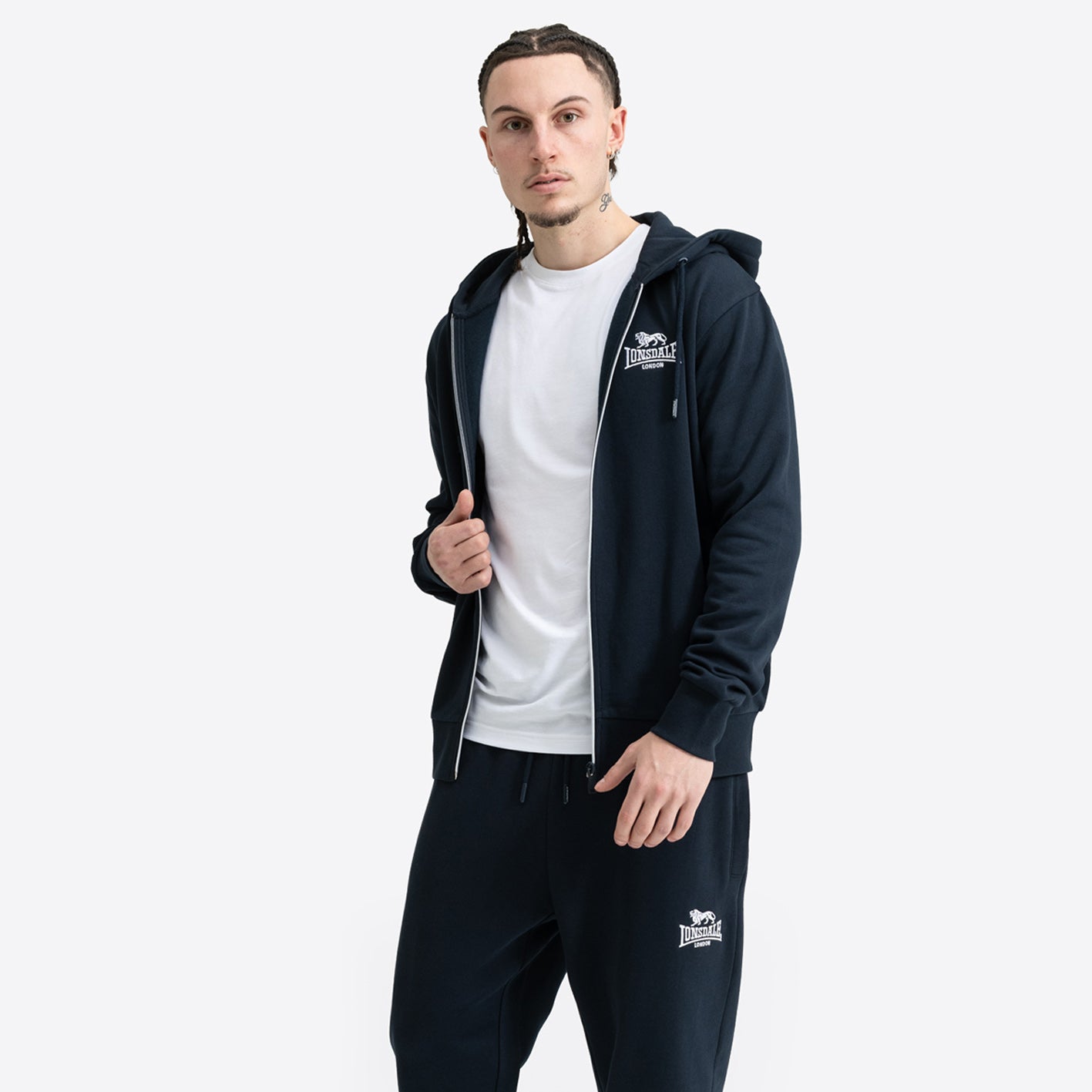 LONSDALE LONDON Trainingsjacke mit Kapuze, Hooded Tracksuit (rottingean black - schwarz)
