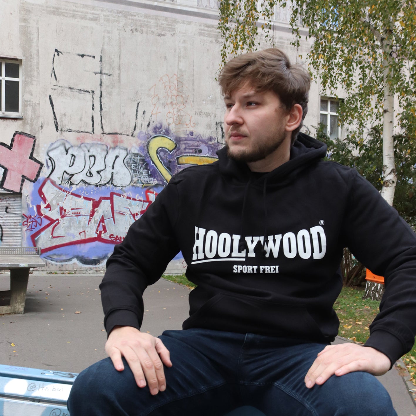 HOOLYWOOD Hoodie SPORT FREI Kapuzensweatshirt, Kapu (black/schwarz)