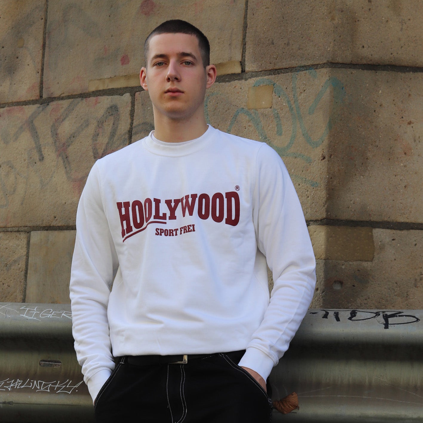 HOOLYWOOD Sweatshirt SPORT FREI 100% Baumwolle - cotton (weiss - white)
