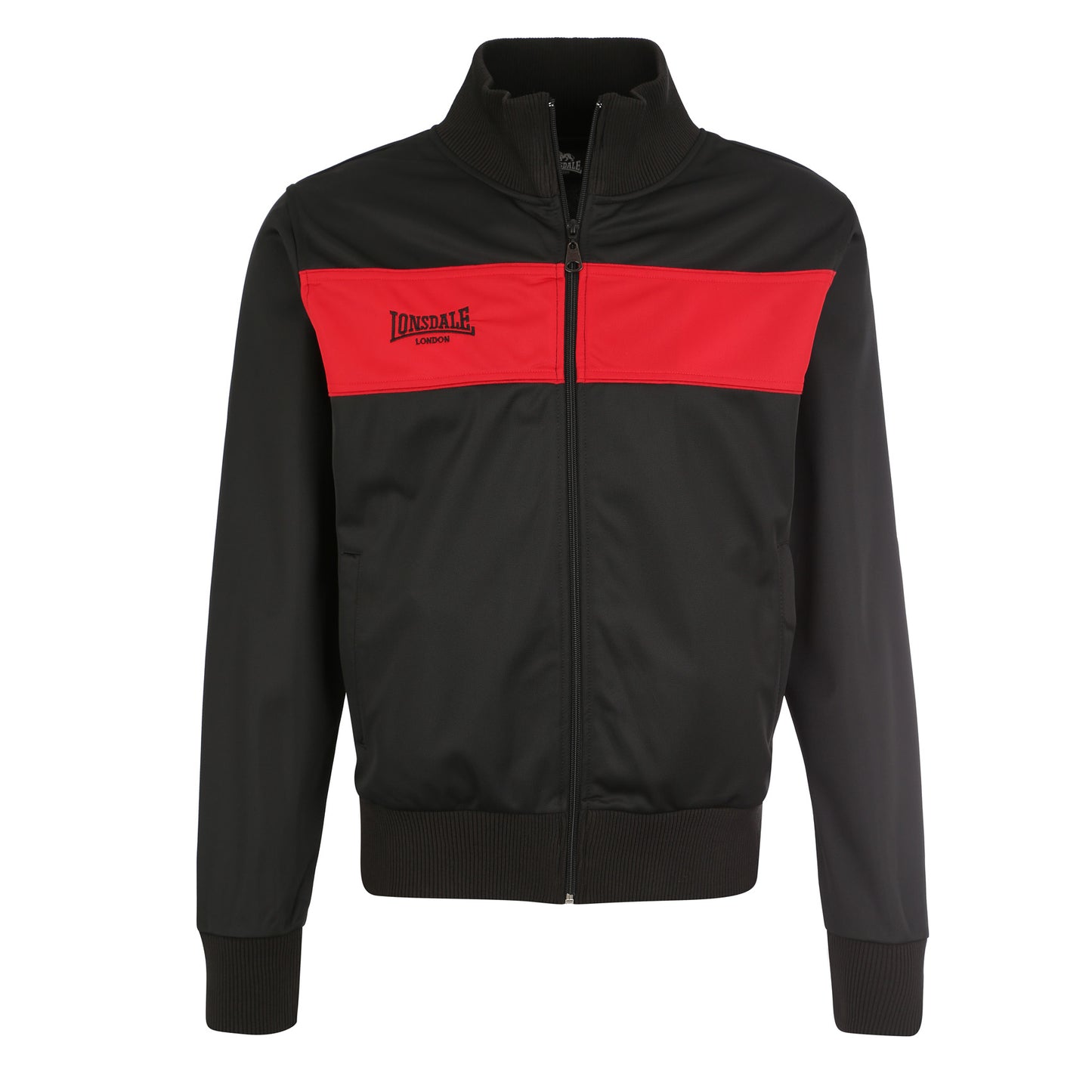 LONSDALE Trainingsjacke - Track Jacket mit farblich abgesetzten Panel (black - red)