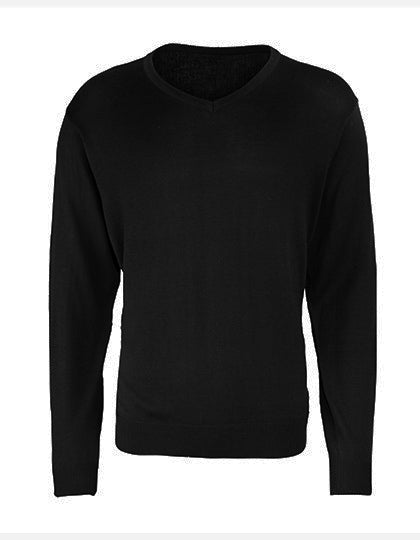 Pullover mit spitzem Ausschnitt langarm V-Neck Knitted Sweater (black - schwarz)