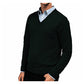 Pullover mit spitzem Ausschnitt langarm V-Neck Knitted Sweater (black - schwarz)