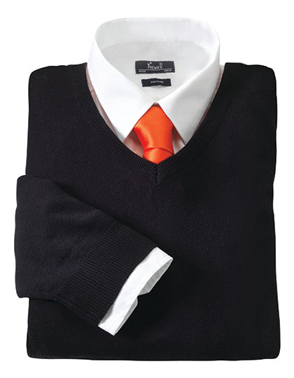 Pullover mit spitzem Ausschnitt langarm V-Neck Knitted Sweater (black - schwarz)