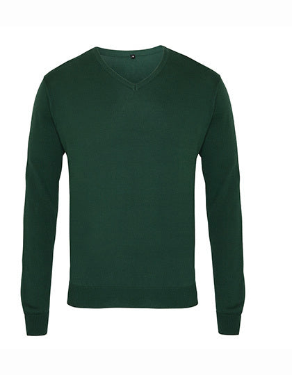 Pullover mit spitzem Ausschnitt langarm V-Neck Knitted Sweater (green - dunkelgrün)