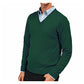 Pullover mit spitzem Ausschnitt langarm V-Neck Knitted Sweater (green - dunkelgrün)