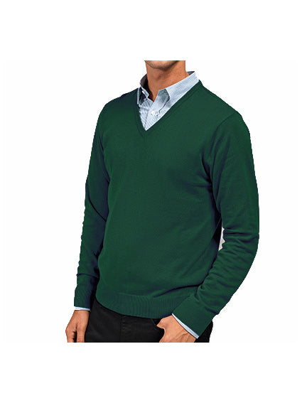 Pullover mit spitzem Ausschnitt langarm V-Neck Knitted Sweater (green - dunkelgrün)