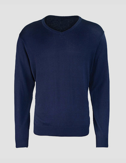 Pullover mit spitzem Ausschnitt langarm V-Neck Knitted Sweater (navy - dunkelblau)