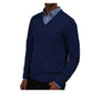 Pullover mit spitzem Ausschnitt langarm V-Neck Knitted Sweater (navy - dunkelblau)