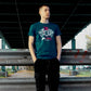 HOOLYWOOD – COAT OF ARMS T-Shirt/Nicki mit großem LION OST-BERLIN wappen Brustdruck Made in Germany (petrol blue)