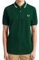 Preview: FRED PERRY Poloshirt klassisches Twin Tipped Polo in der Farbe grün - british racing green - ivy (Streifen: weiss - white)