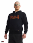 Preview: LONSDALE Kapuzensweatshirt mit zweifarbigem Flockdruck auf der Brust und einer Kängurutasche original LONSDALE London hooded sweatshirt with flock oldschool (schwarz - black)