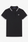 Preview: FRED PERRY polo für Mädchen Frauen Poloshirt - Girl, Twin Tipped Pique Shirt (schwarz  Streifen: weiss - white)