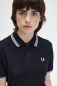 Preview: FRED PERRY polo für Mädchen Frauen Poloshirt - Girl, Twin Tipped Pique Shirt (schwarz  Streifen: weiss - white)