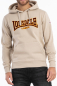 Preview: LONSDALE Kapuzensweatshirt mit zweifarbigem Flockdruck auf der Brust und einer Kängurutasche original LONSDALE London hooded sweatshirt with flock oldschool (beige - sand)