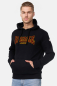 Preview: LONSDALE Kapuzensweatshirt mit zweifarbigem Flockdruck auf der Brust und einer Kängurutasche original LONSDALE London hooded sweatshirt with flock oldschool (schwarz - black)