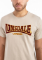 Preview: LONSDALE T-Shirt CLASSIC, Oldschool mit geflocktem LONSDALE LONDON Schriftzug (beige - sand) DEUTSCHLANDWEIT VERSANDKOSTENFREI!