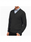Preview: Men`s Pullover V-Neck Knitted Sweater, V-Neck Sweater Jumper (grau - grey)