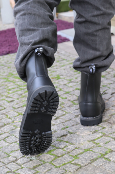 GRINDERS Unisex Leder 10 Loch Stahlkappe Sicherheits Militär Punk Stiefel - Leather 10 Eye Hole Steel Toe Cap Safety Military Punk Boots (schwarz/black)