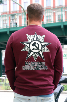 Marxismus-Hooliganismus Sweatshirt, Pullover, HOOLYWOOD Ost-Berlin, limited Edition: Hammer-Sichel-Stern, Made in Germany (weinrot - burgundy)
