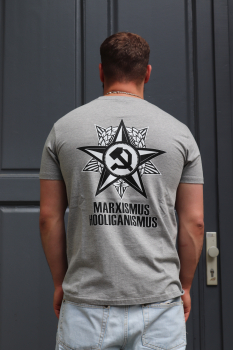 Marxismus-Hooliganismus T-Shirt, HOOLYWOOD Ost-Berlin, limited Edition: Hammer-Sichel-Stern, Made in Germany (grau meliert - grey)