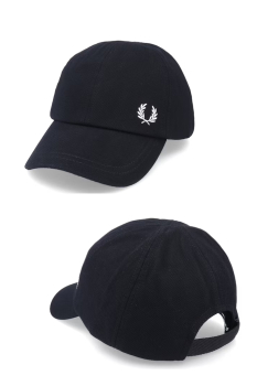 FRED PERRY Baseballcap, klassik, Piqué - Schirmmütze mit seitlich gesticktem Lorbeerkranz, one size (schwarz - black)