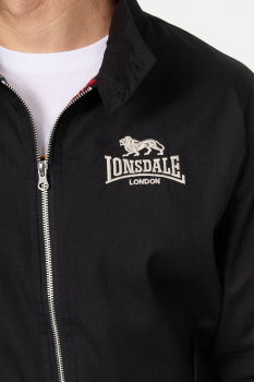 LONSDALE Original Harrington Jacke mit karierten Tartan Innnenfutter (black - schwarz)