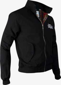 LONSDALE Original Harrington Jacke mit karierten Tartan Innnenfutter (black - schwarz)