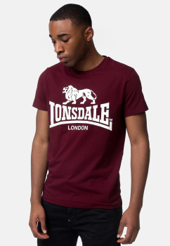 LONSDALE T-Shirt mit weissem LONSDALE LONDON Loewen - Logo Versandkostenfrei Inland (weinrot - burgundy)