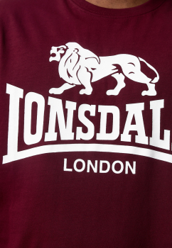 LONSDALE T-Shirt mit weissem LONSDALE LONDON Loewen - Logo Versandkostenfrei Inland (weinrot - burgundy)