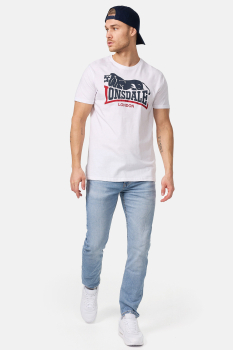 LONSDALE T-Shirt mit zweifarbigen LONSDALE LONDON Loewen - Logo Versandkostenfrei Inland (weiss - white)