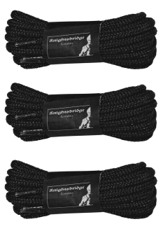 Schnürsenkel Laces Rund für 8-10 Loch Stiefel (Verpackungseinheit: 3 Paar) ca.160cm lang ø4 mm dick reißfester Ersatz Schuhbänder Wanderstiefel Arbeitsstiefel Sprigerstiefel Outdoor (schwarz - black)