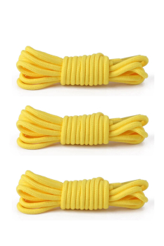 Schnürsenkel Laces Rund für 3-5 Loch Halbschuhe (Verpackungseinheit: 3 Paar) ca.75cm lang ø4 mm dick reißfester Ersatz Schuhbänder Wanderschuhe Arbeitsschuhe Outdoor (gelb - yellow)