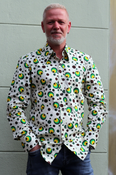 Hemd, langarm, 70iger Jahre Hemd - Dots & Spots Green - 100% Baumwolle, Deutschlandweit versandkostenfrei!