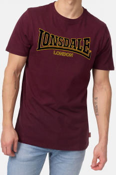 LONSDALE T-Shirt CLASSIC, Oldschool mit geflocktem LONSDALE LONDON Schriftzug (weinrot - oxblood) DEUTSCHLANDWEIT VERSANDKOSTENFREI!