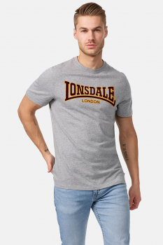 LONSDALE T-Shirt CLASSIC, Oldschool mit geflocktem LONSDALE LONDON Schriftzug (Marl Grey) VERSANDKOSTENFREI Inland!