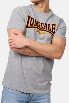 LONSDALE T-Shirt CLASSIC, Oldschool mit geflocktem LONSDALE LONDON Schriftzug (Marl Grey) VERSANDKOSTENFREI Inland!