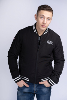 LONSDALE Collegejacke Baseballjacke mit Reißverschluss und Logo-Stickerei klassisch (schwarz - black)