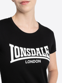 LONSDALE Mädchen T-Shirt, mit klassischem LONSDALE LONDON Schriftzug in weiss (black - schwarz)