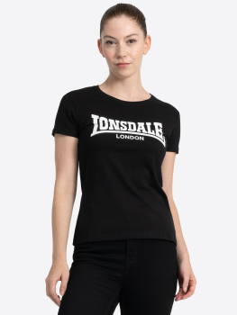 LONSDALE Mädchen T-Shirt, mit klassischem LONSDALE LONDON Schriftzug in weiss (black - schwarz)