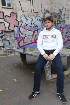 OST-BERLIN Kapuzen-Sweatshirt, Hooded-Sweatshirt, Hoody, Pullover mit Kapuze, by HOOLYWOOD-Berlin (weiss - white)
