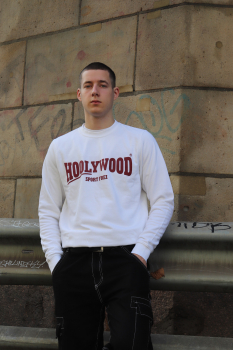 HOOLYWOOD Sweatshirt SPORT FREI ! Made in Germany, Versandkostenfrei (weiss - white,  Schriftzug: weinrot - burgundy)