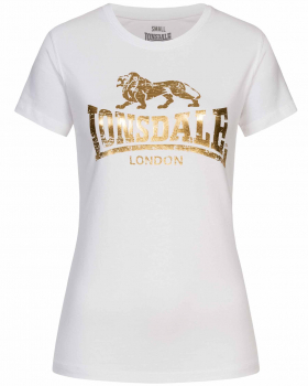 LONSDALE LONDON Mädchen und Damen T-Shirt, Lion - Bantry (weiss/gold - white/gold)