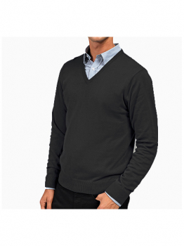Men`s Pullover V-Neck Knitted Sweater, V-Neck Sweater Jumper (grau - grey)