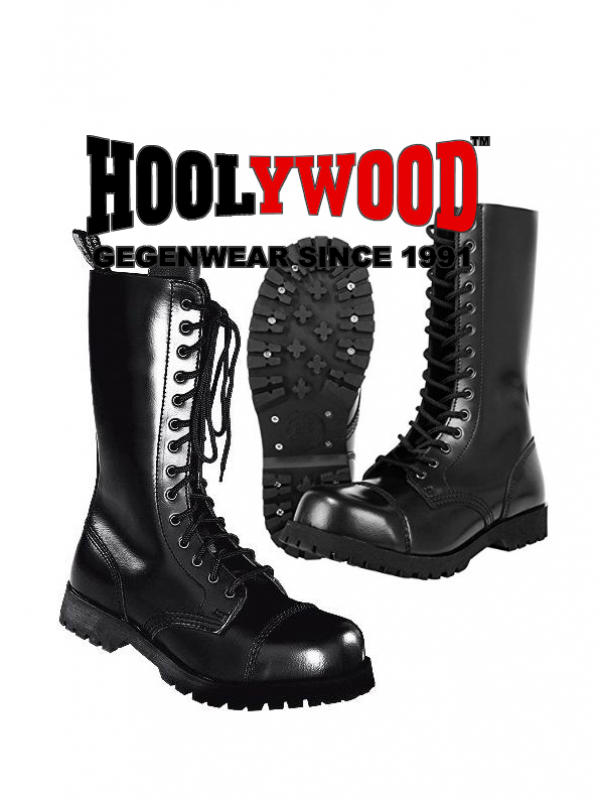 BOOTS AND BRACES - Springerstiefel Worker Ranger, 14-Loch Stiefel mit Stahlkappe (schwarz - black)