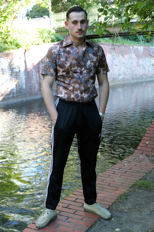 Hemd kurzarm - "Brown Flowers" - short sleeve - 100% Baumwolle/cotton - limited Edition (braun - brown)